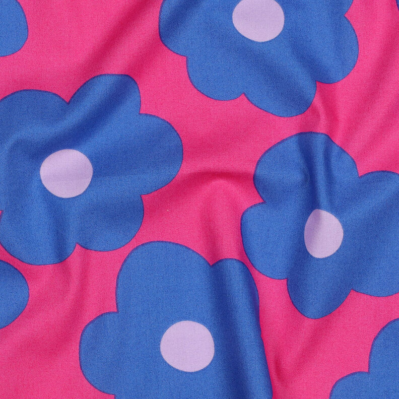 Popeline coton Big Flower | Nerida Hansen – rose intense/bleu jean,  image number 2