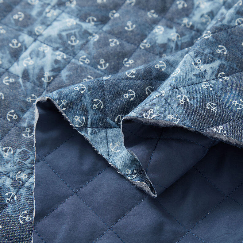 Tissu chambray matelassé Ancre en batik – bleu jean,  image number 3