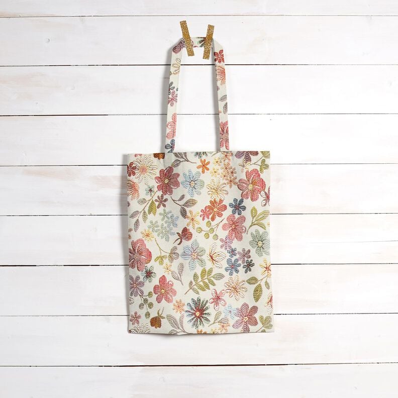 Tissu de décoration Gobelin Fleurs colorées – beige clair/rosé,  image number 6