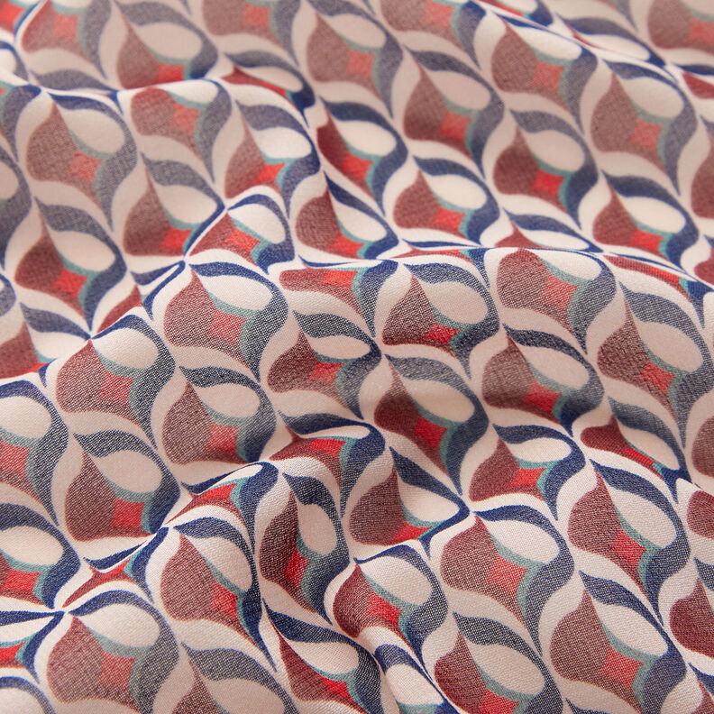 Mousseline de soie Motif rétro – blanc/rouge foncé,  image number 2