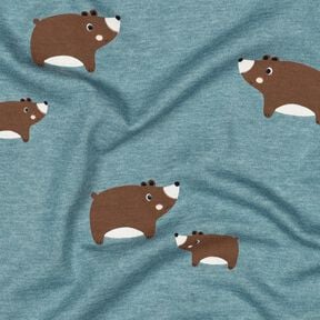 Jersey coton Ours | Poppy Fabrics – gris bleu/brun-marron, 