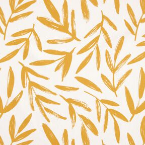 Tissu de décoration Semi-panama Feuilles minimalistes – moutarde/nature, 