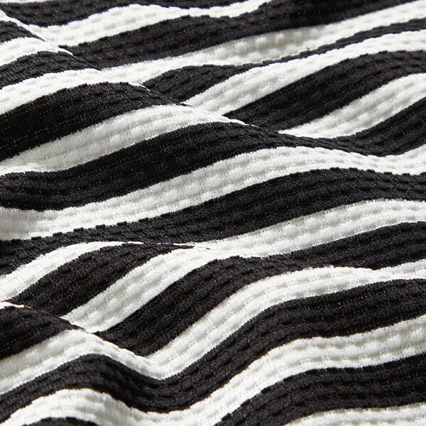Maille jacquard rayures horizontales – blanc/noir,  image number 2