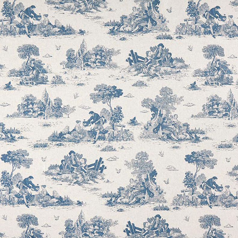 Tissu de décoration Semi-panama Pique-nique de berger – bleu jean/nature,  image number 1