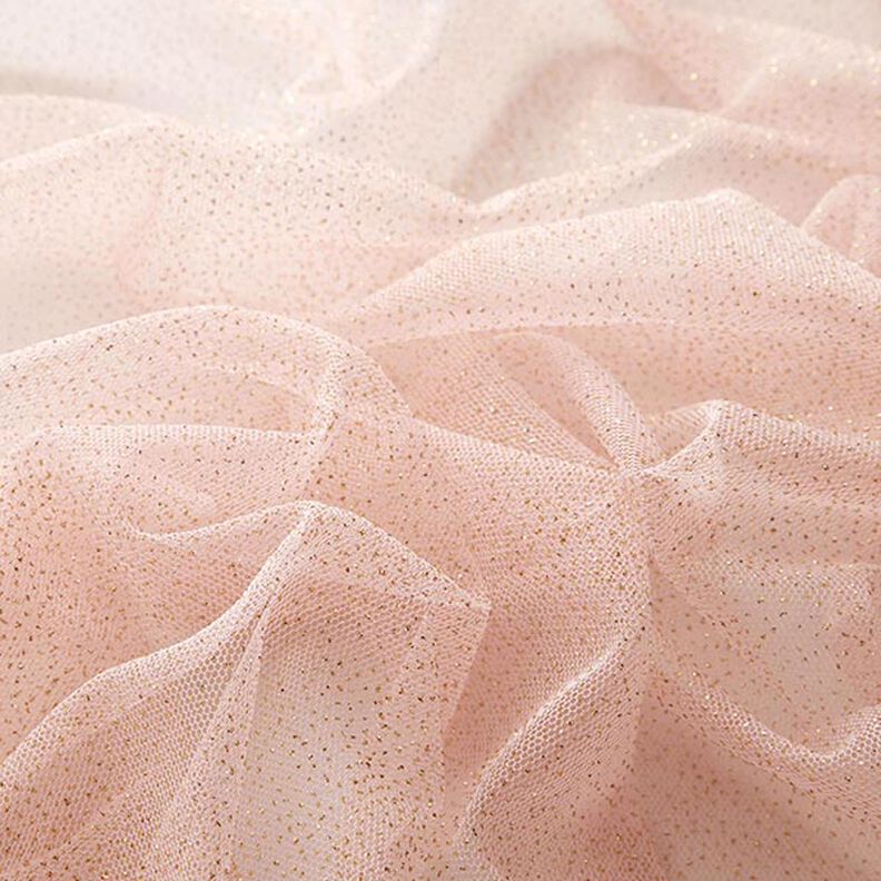 Tissu tulle scintillant – rose clair/or,  image number 2