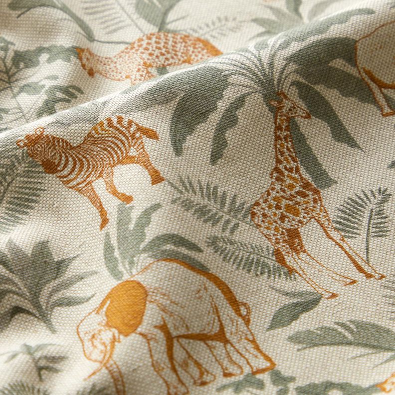 Tissu de décoration Semi-panama Animaux de la jungle – nature/caramel, image number 2
