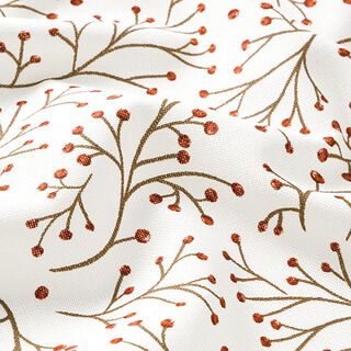 Tissu de décoration Semi-panama branches avec baies – écru, 