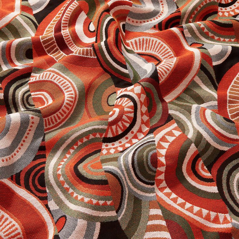 Tissu de décoration Gobelin demi-cercles abstraits – terre cuite/vert, image number 2
