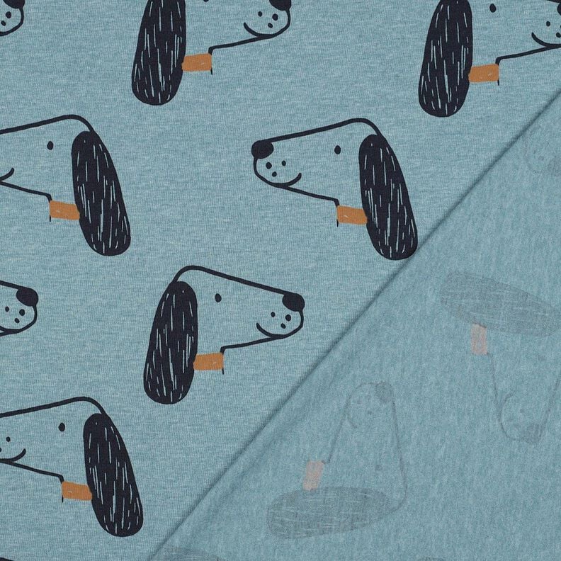 Jersey coton Chiens | Poppy Fabrics – bleu pigeon/noir,  image number 4
