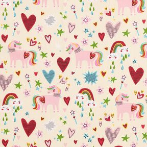 Coton enduit Chevaux fabuleux – beige clair/rose, 