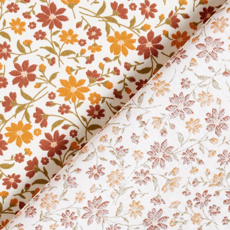 Popeline coton Herbstblumen – blanc/bordeaux, image number 4