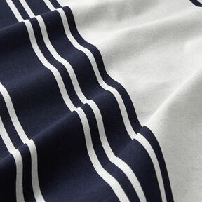 Tissu de décoration Panama Blockstreifen – bleu noir/gris brume, 