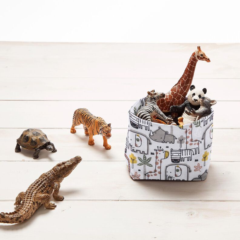 Tissu en coton Cretonne petits animaux sauvages – argent, image number 6