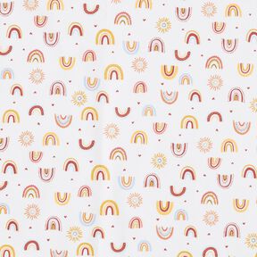 Tissu en coton Cretonne Petits arcs-en-ciel – blanc/moutarde, 