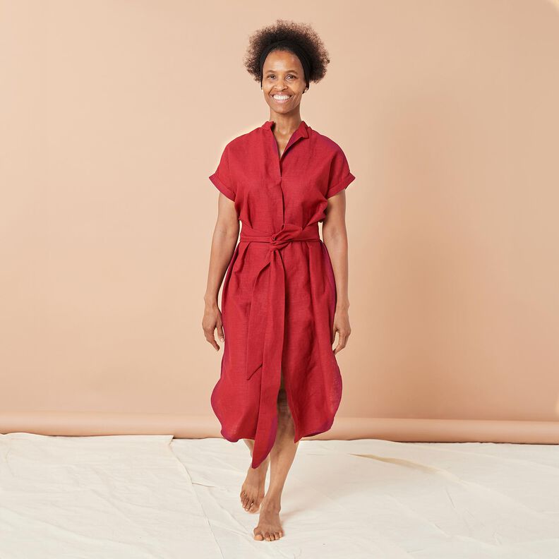 Tissu de lin en ramie mélangée medium – myrtille,  image number 6