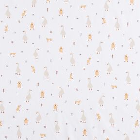 GOTS Popeline coton Oies et poussins mignons | Poppy Fabrics – blanc, 
