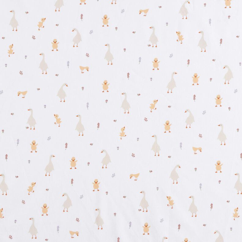 GOTS Popeline coton Oies et poussins mignons | Poppy Fabrics – blanc,  image number 1