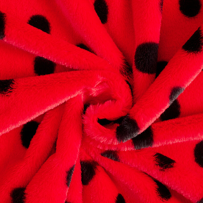 Fourrure synthétique pois de coccinelle – rouge/noir,  image number 4