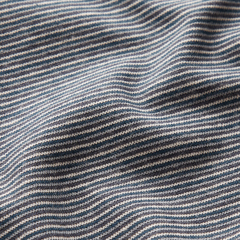 Bordures Tissu tubulaire à fines rayures – bleu océan/argent,  image number 2