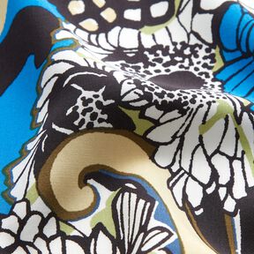 Tissu en viscose Fleurs et feuilles – noir, 