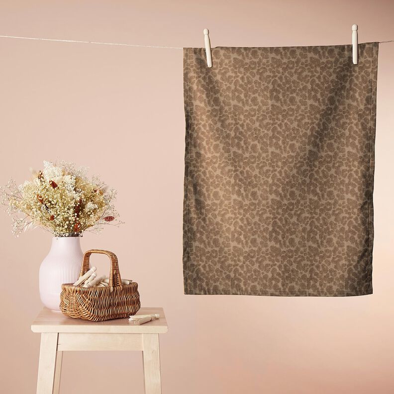 Tissu éponge Stretch Léopard – marron clair, image number 7