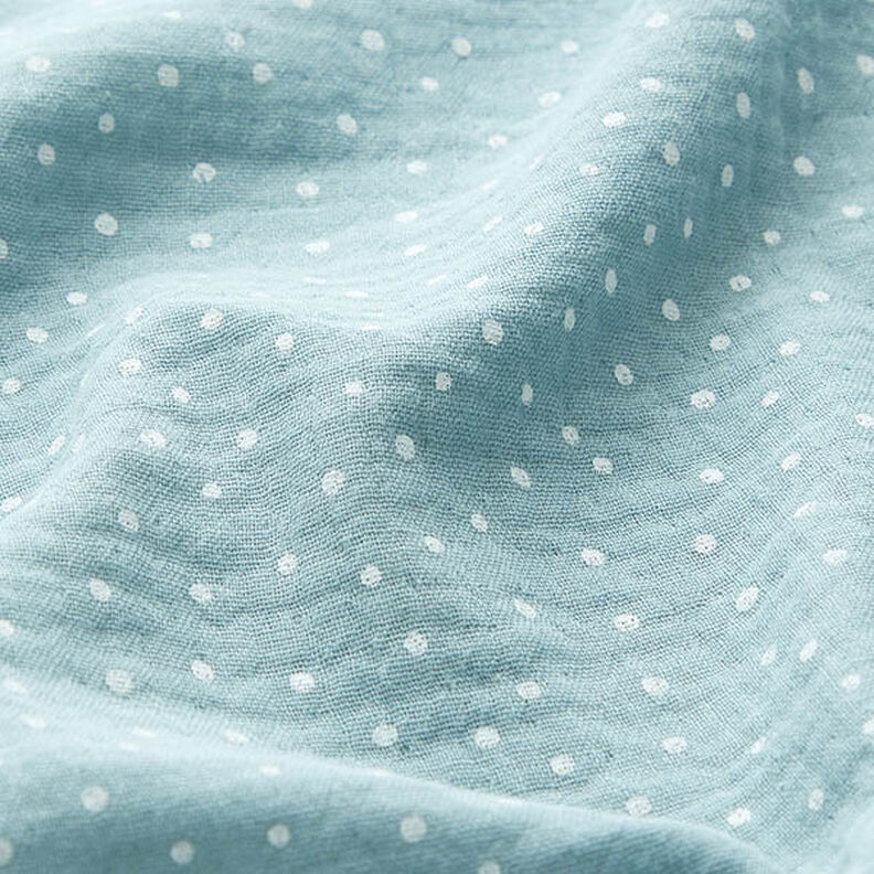 Tissu double gaze de coton Petits points – bleu pigeon,  image number 2