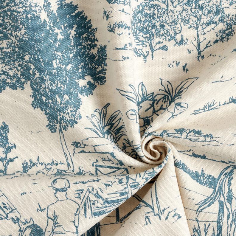 Tissu de décoration Panama Chevauchée – bleu jean/nature,  image number 3