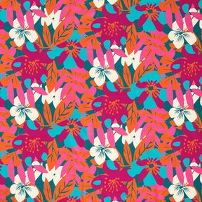 French Terry Sweat d’été Grandes fleurs – pétrole, 