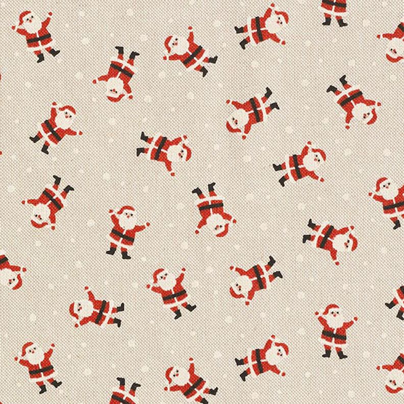Tissu de décoration Semi-panama mini pères Noël – nature, image number 6