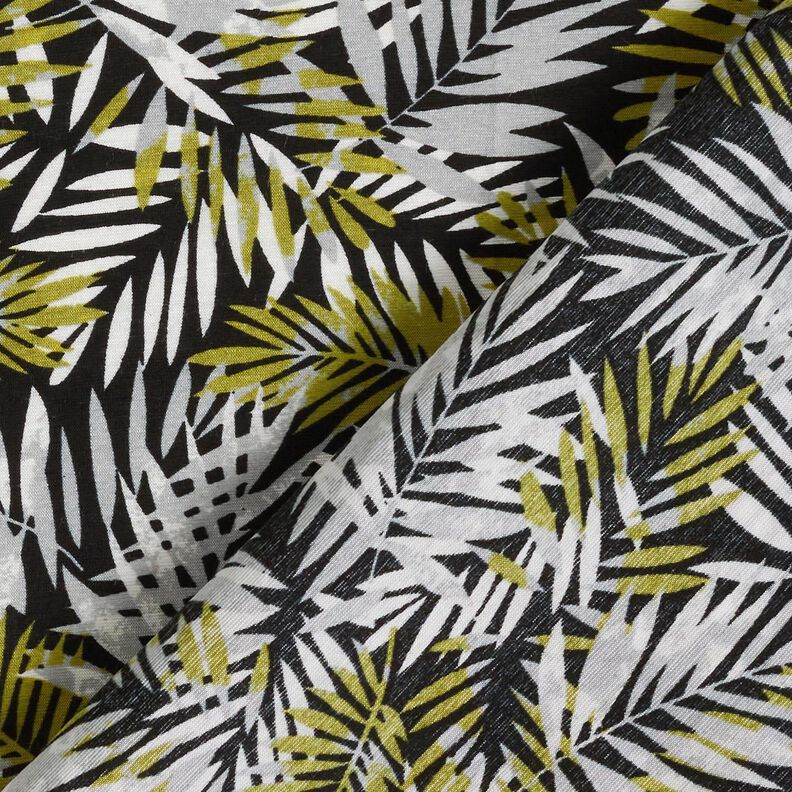 Viscose mélangée Feuilles de palmier – noir/jaune olive,  image number 4