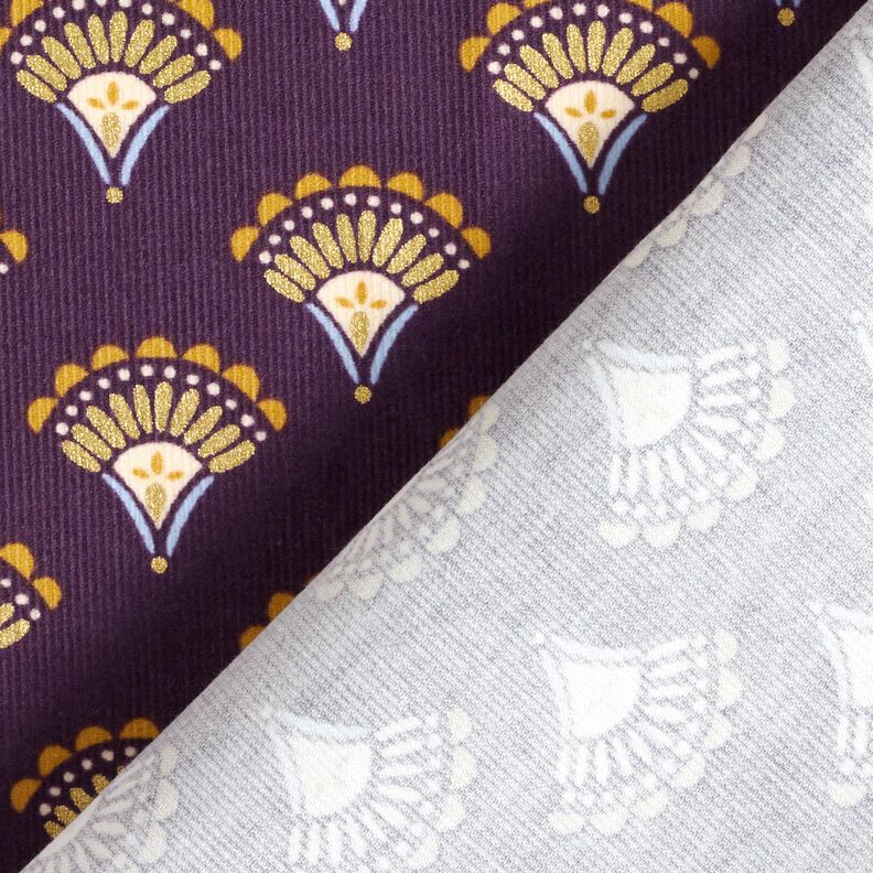 Velours milleraies Éventails à paillettes – aubergine,  image number 4