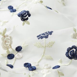 Organza Broderie florale – blanc, 