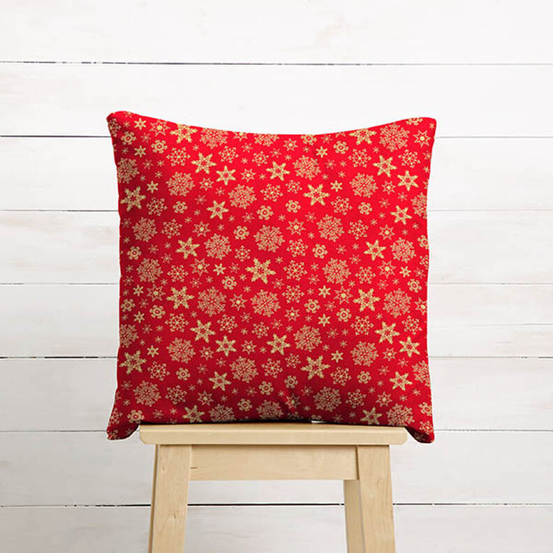 Tissu en coton Popeline Cristaux de neige – rouge/or, image number 8