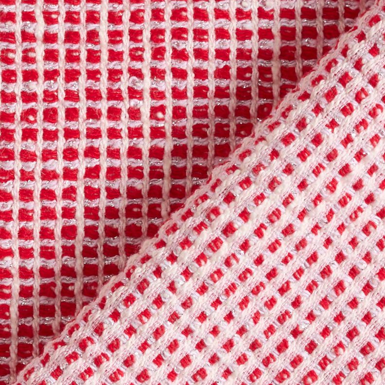 Coton mélangé bouclé structuré – rouge/blanc,  image number 4