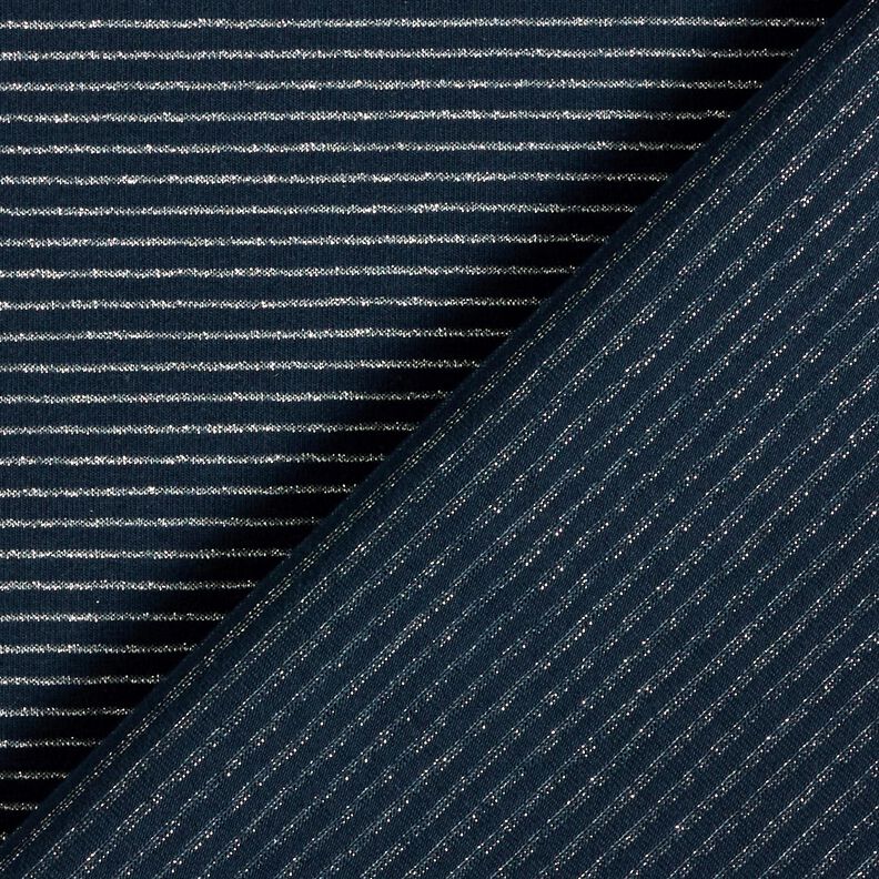Jersey de coton Rayures lurex – bleu nuit/argent,  image number 4