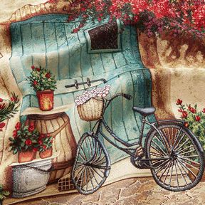 panneau décoratif Gobelin Vélo – beige clair/carmin, 