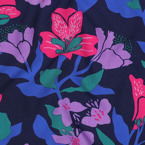 Tissu viscose LENZING™ ECOVERO™ Amira Floral | Nerida Hansen – bleu nuit/rose intense, 