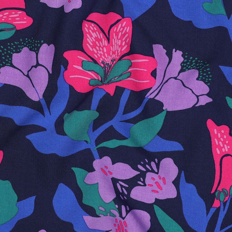 Tissu viscose LENZING™ ECOVERO™ Amira Floral | Nerida Hansen – bleu nuit/rose intense,  image number 2