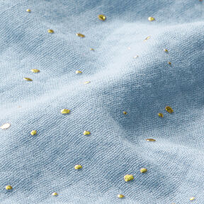 Tissu double gaze de coton taches dorées éparses – bleu clair/or, 