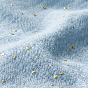 Tissu double gaze de coton taches dorées éparses – bleu clair/or, 
