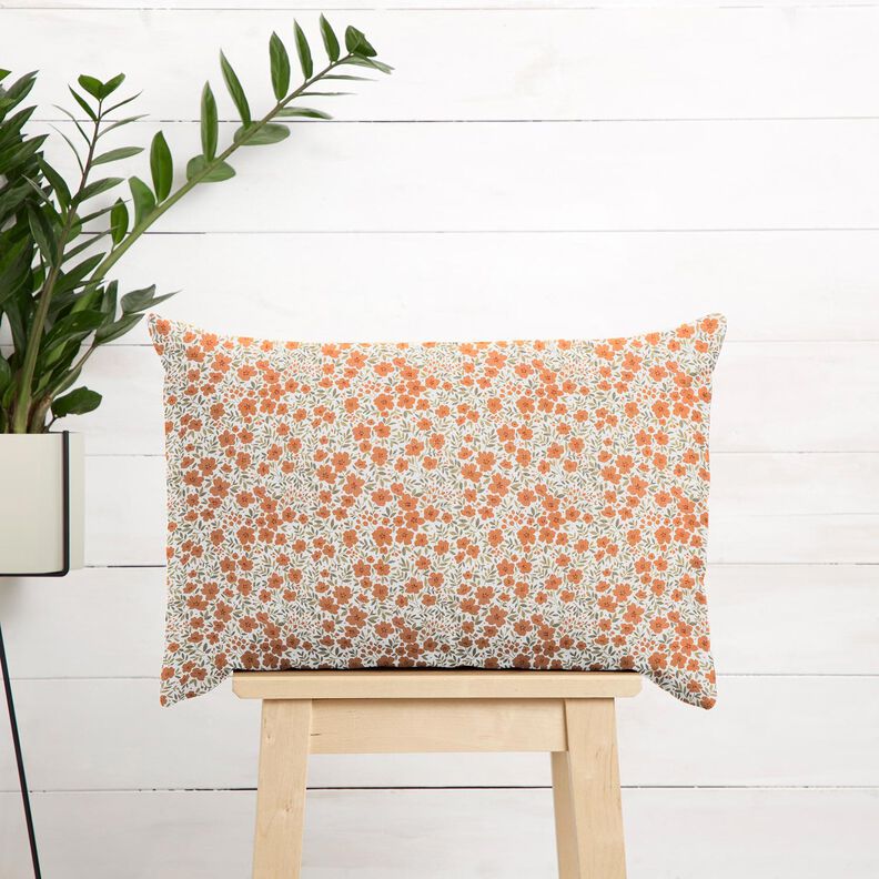 Tissu de décoration Satin de coton Mer de fleurs – orange pêche/blanc,  image number 7