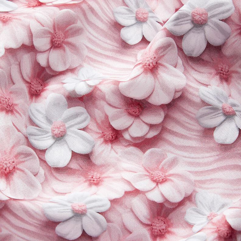 Popeline coton Fleurs en sucre Impression numérique – vieux rose clair, image number 2