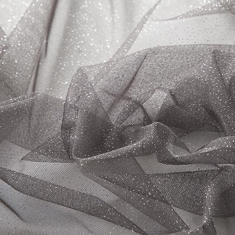 Tissu tulle scintillant – gris foncé/argent,  image number 4
