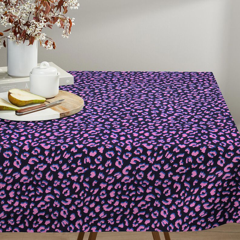 Coton enduit motif léopard abstrait | Poppy Fabrics – bleu nuit/rose vif, image number 6
