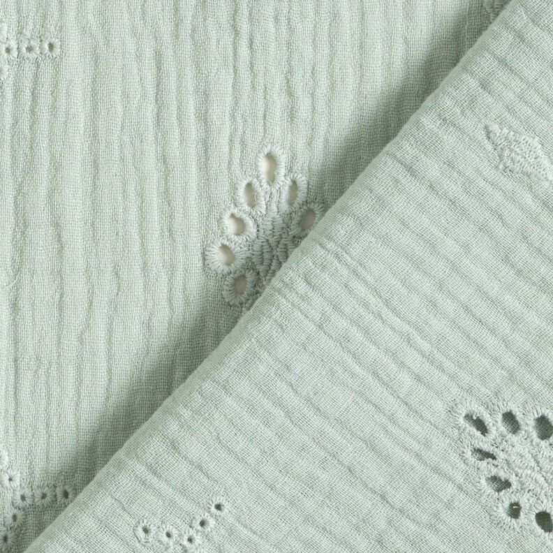 Tissu double gaze de coton Dentelle brodée Losange – menthe clair,  image number 4