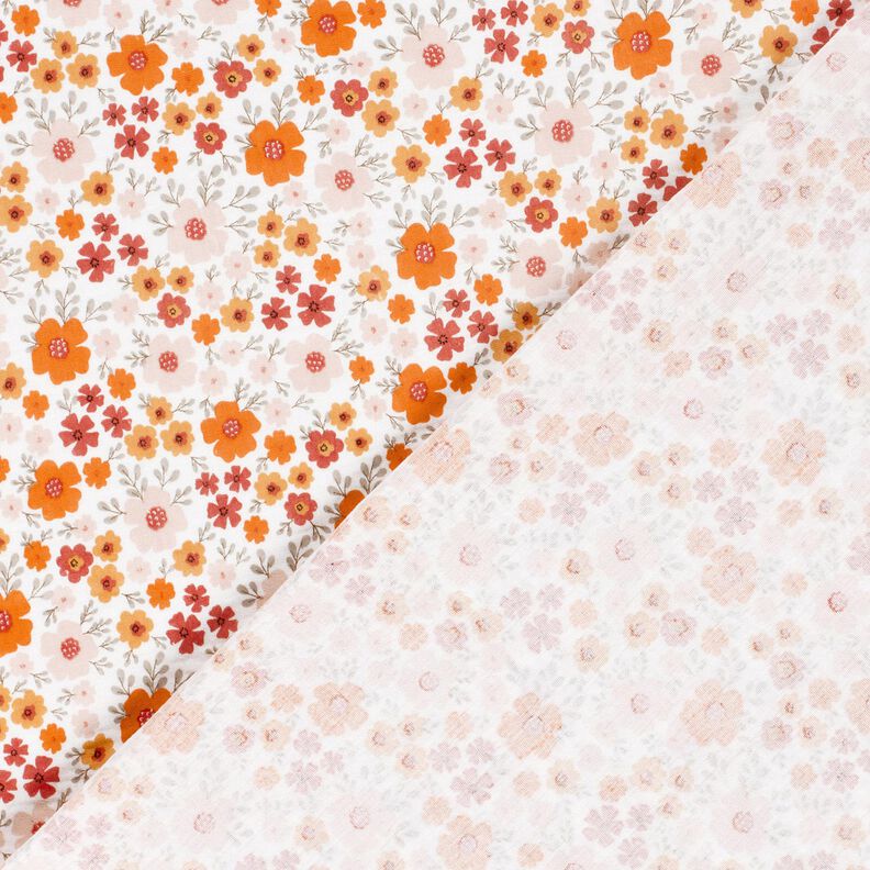 Tissu double gaze de coton Prairie fleurie – ivoire/orange pêche,  image number 4
