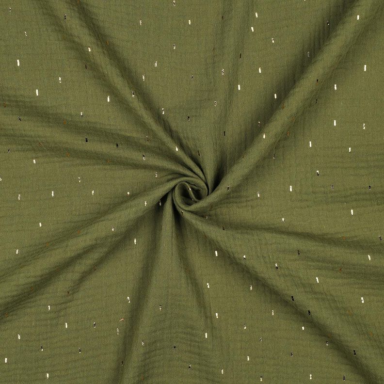 Tissu double gaze de coton Rechteck Imprimé feuille | Poppy Fabrics – pin/or métallisé,  image number 3