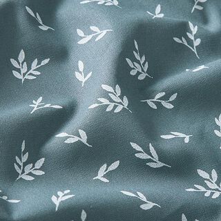Popeline coton Petites branches – bleu acier, 