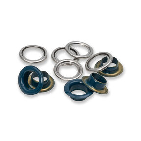Œillets avec rondelles [20 unités | Ø 11 mm] | Prym – bleu marine/argent métallisé, 