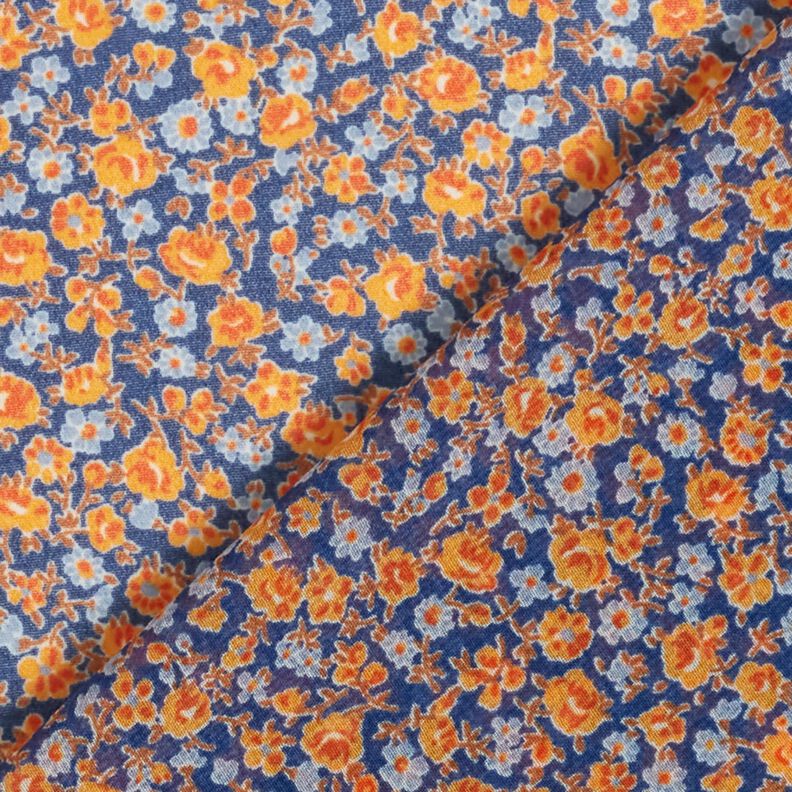 Chiffon Mille-fleurs – indigo/orange,  image number 4
